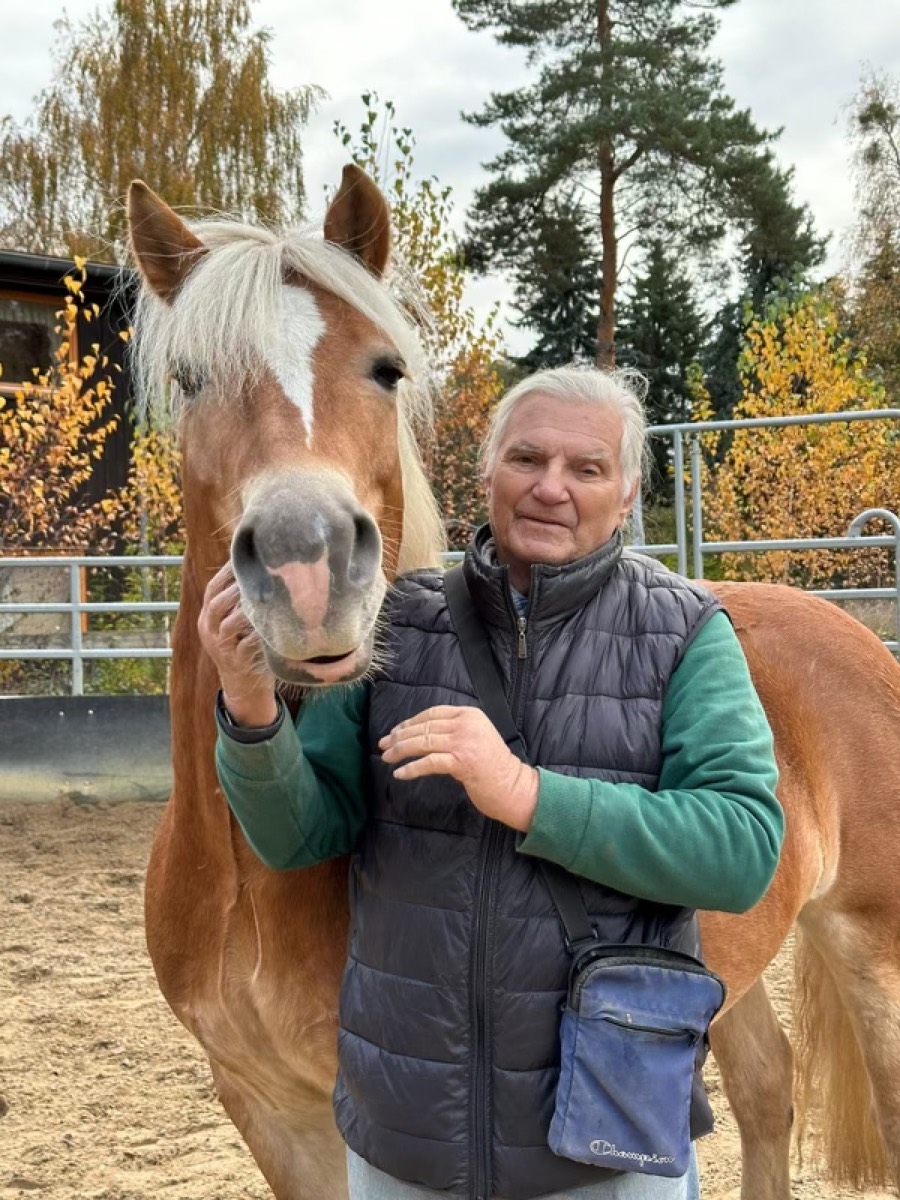 Kurt Walter mit einem Haflinger nach der Behandlung